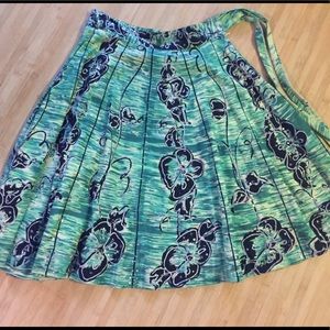 Anthropologie Festive green flare skirt